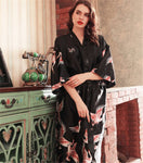 Pyjama Femme Satin Kimono Noir - JAPA-MANIA